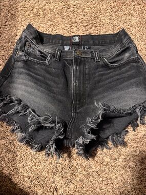 BDG Black High-Rise Frayed Hem Denim Shorts